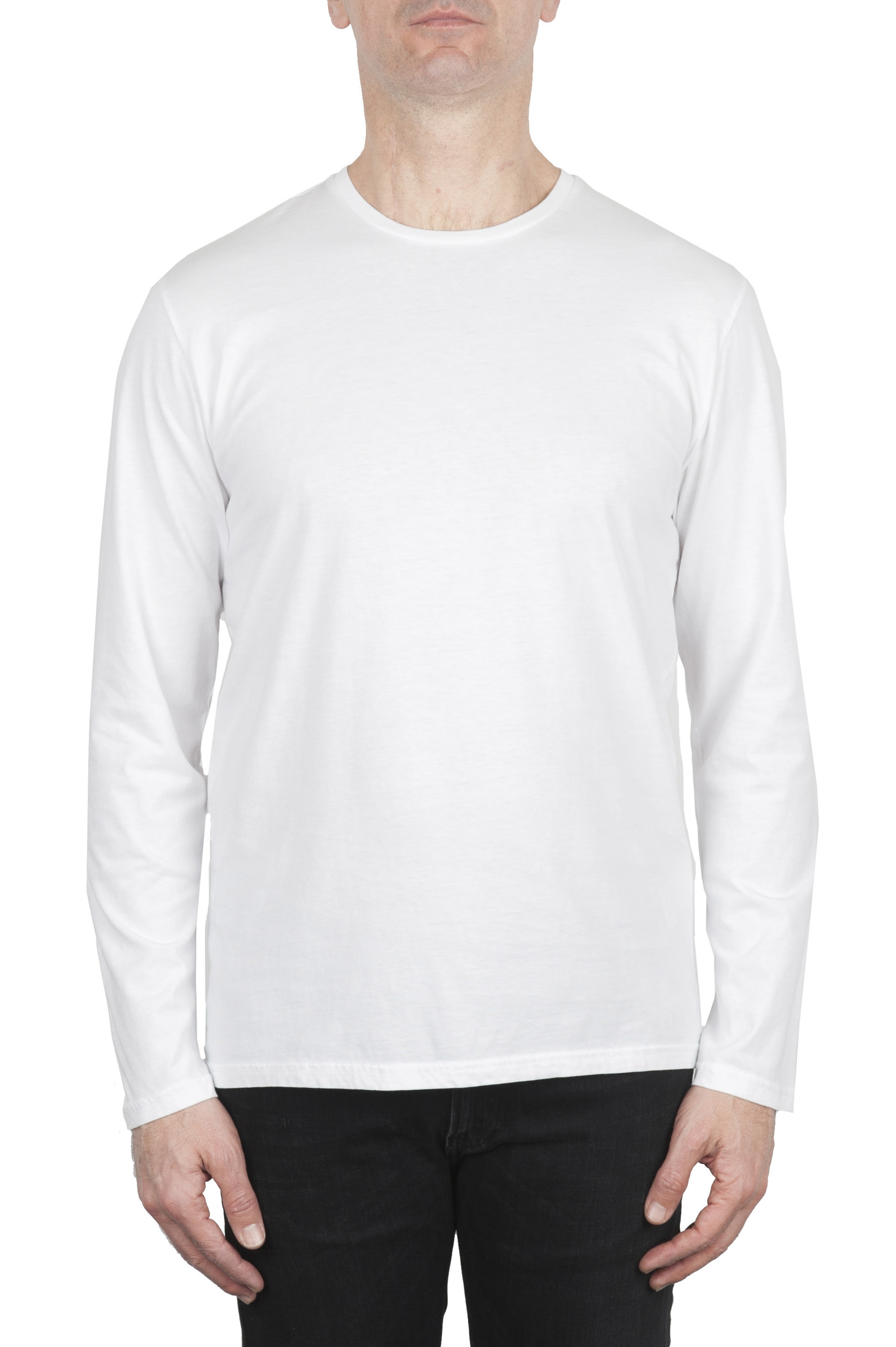 SBU 01999_2020SS Camiseta clasica de manga larga de algodón jersey blanco 01