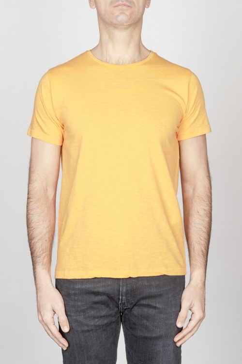 Classic Short Sleeve Flamed Cotton Scoop Neck T-Shirt Orange
