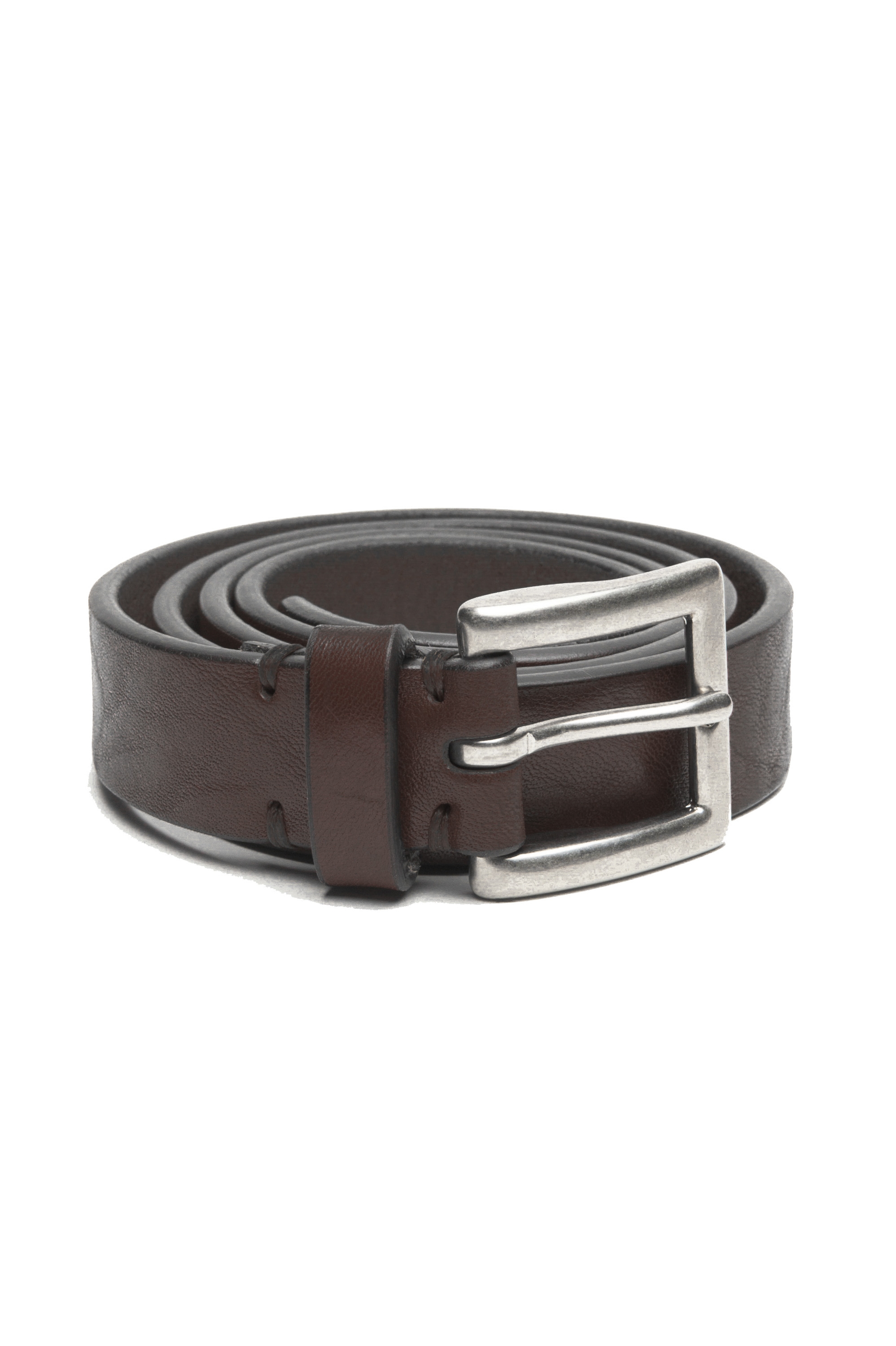 SBU 02814_2020SS Brown bullhide leather belt 0.9 inches 01
