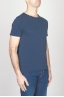 Classic Short Sleeve Flamed Cotton Scoop Neck T-Shirt Blue Navy