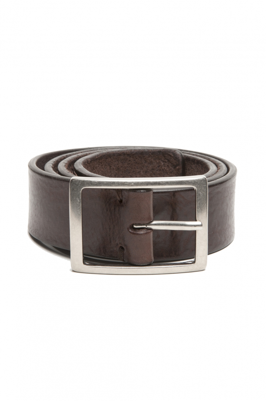 SBU 02825_2020SS Brown bullhide leather belt 1.4 inches 01