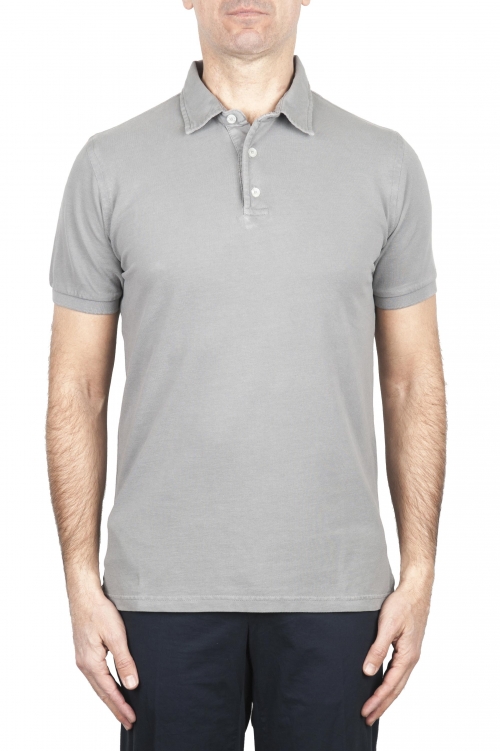 SBU 02042_2020SS Short sleeve grey pique polo shirt  01