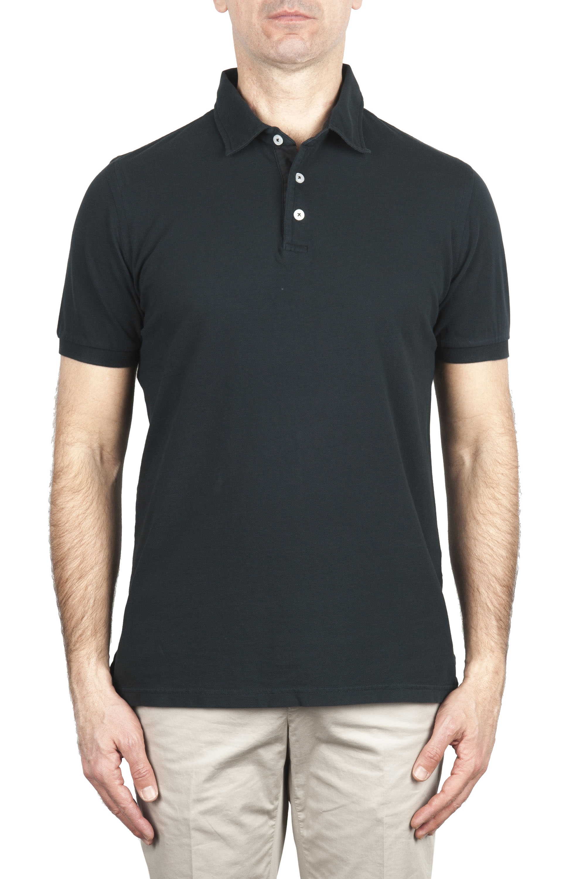 SBU 02045_2020SS Short sleeve black pique polo shirt  01