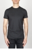 Classic Short Sleeve Flamed Cotton Round Neck Black T-Shirt
