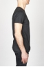 Classic Short Sleeve Flamed Cotton Round Neck Black T-Shirt