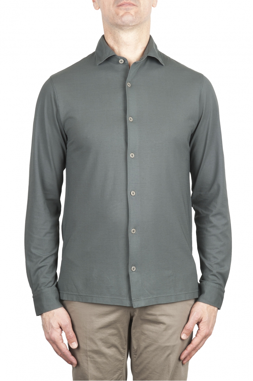 SBU 02049_2020SS Grey lightweight cotton crepe shirt  01
