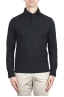 SBU 02052_2020SS Classic long sleeve navy blue cotton crepe polo shirt 01