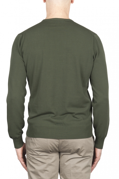 SBU 02054_2020SS Green crew neck sweater in pure cotton 01
