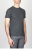 Classic Short Sleeve Flamed Cotton Round Neck Grey T-Shirt