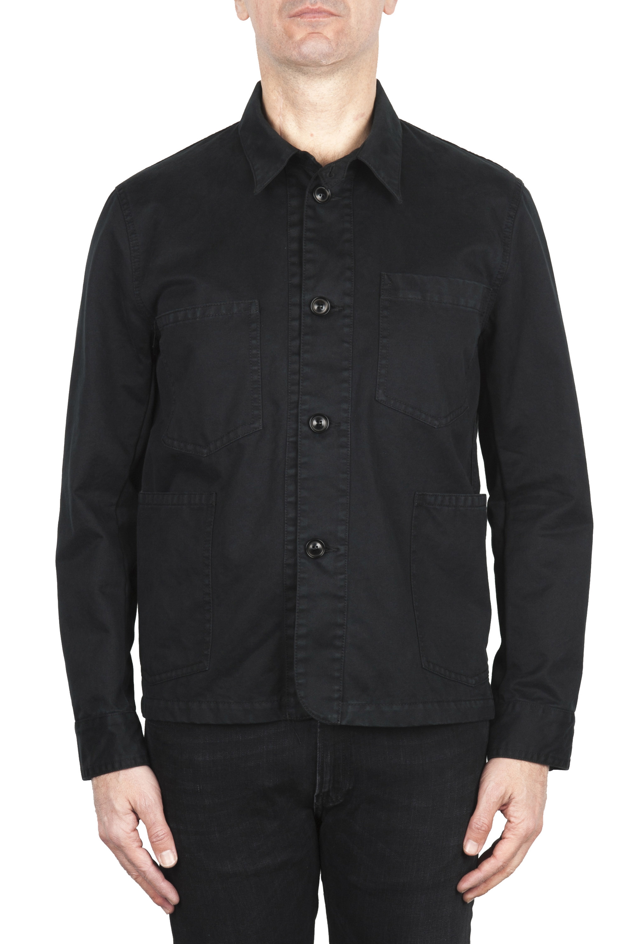 SBU 02069_2020SS Unlined multi-pocketed jacket in black cotton 01
