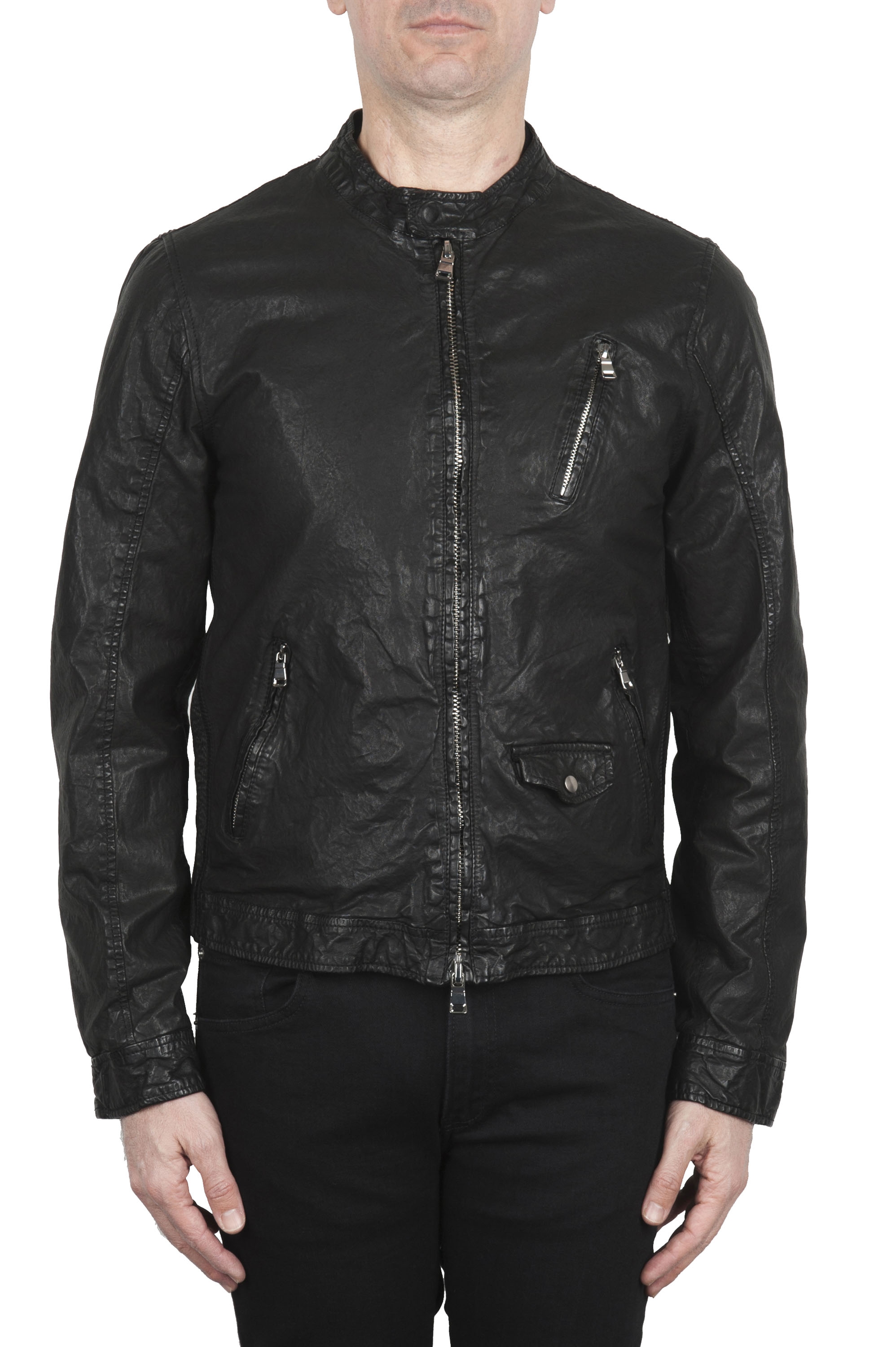 SBU 02076_2020SS Dark brown suede leather jacket 01