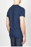 Classic Short Sleeve Flamed Cotton Round Neck Blue T-Shirt