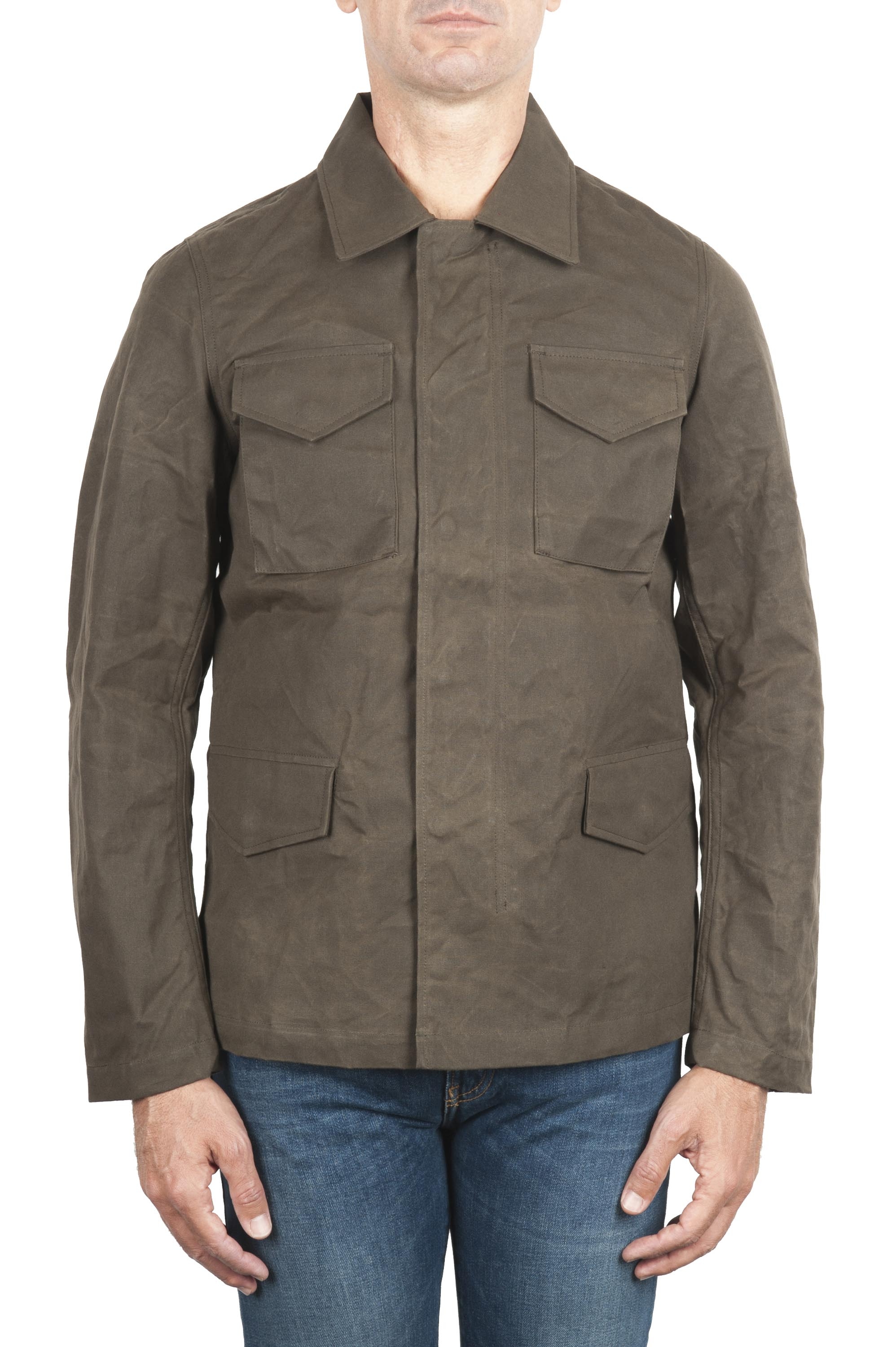 SBU 02082_2020SS Wind and waterproof hunter jacket in green oiled cotton 01