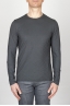 Classic Long Sleeve Flamed Cotton Round Neck Grey T-Shirt