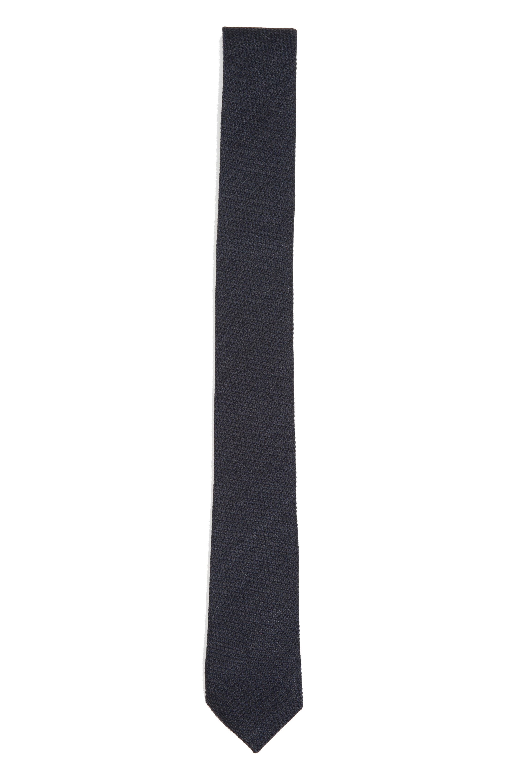 SBU 01569_2020SS Classic skinny pointed tie in black wool and silk 01