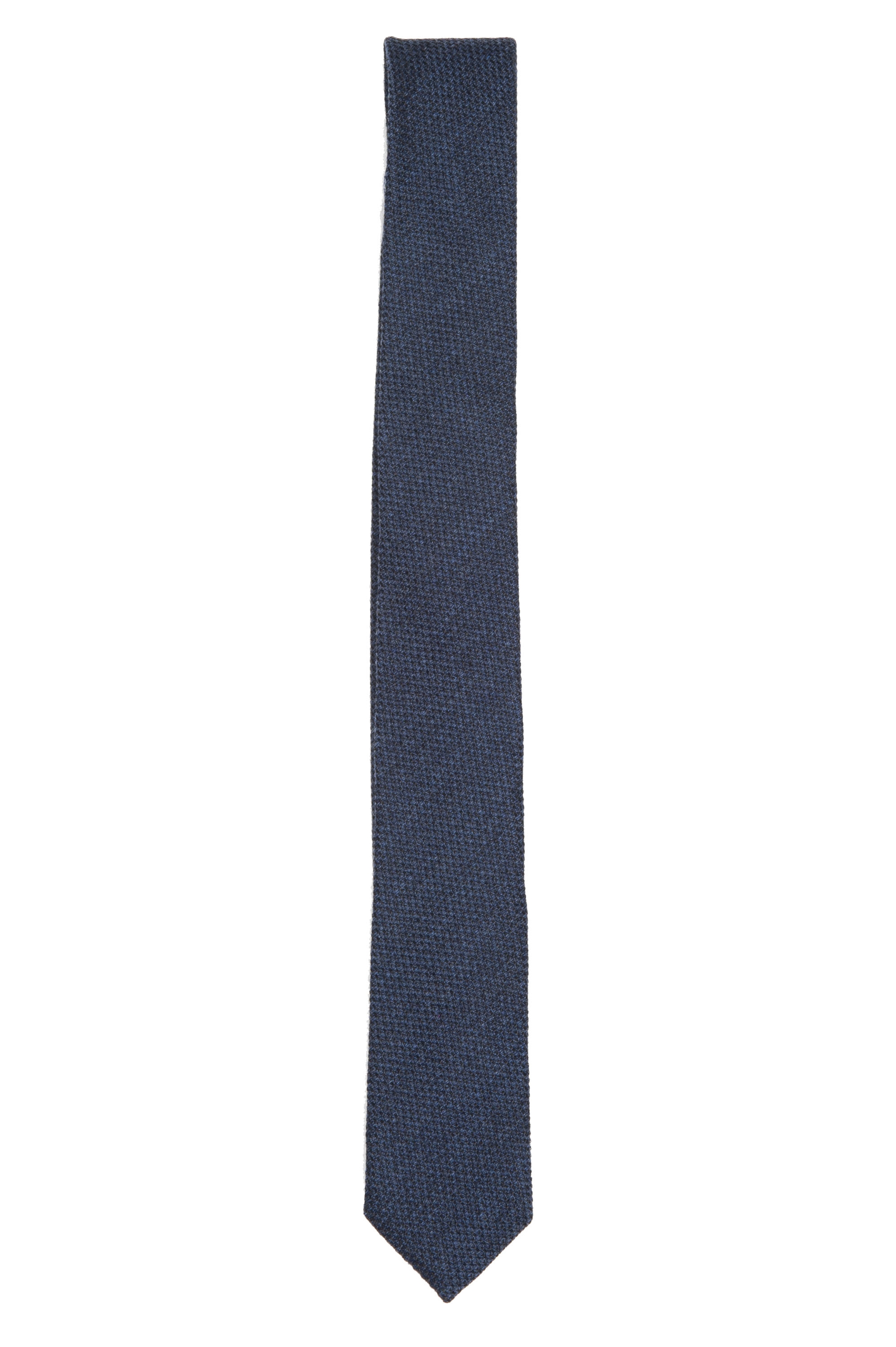 SBU 01571_2020SS Classic skinny pointed tie in blue wool and silk 01