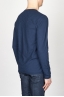 Classic Long Sleeve Flamed Cotton Round Neck Blue T-Shirt