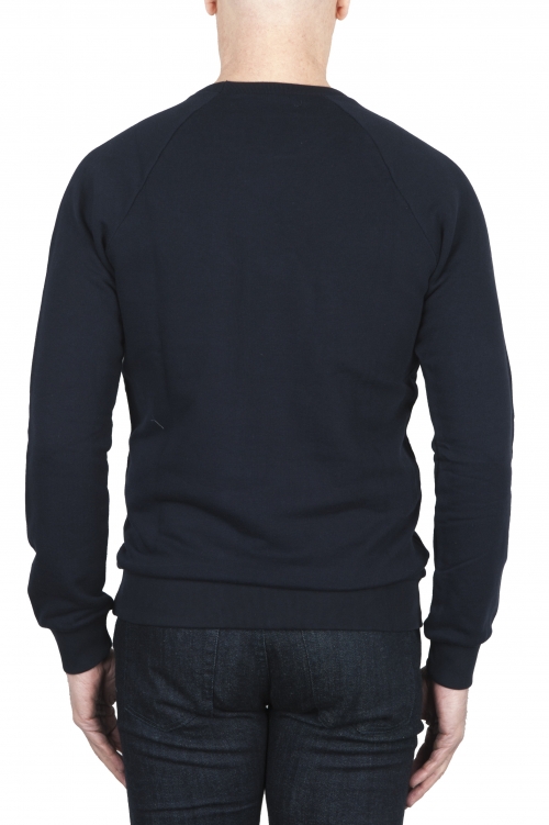 SBU 01795_2020SS Hand printed crewneck navy blue sweatshirt 01