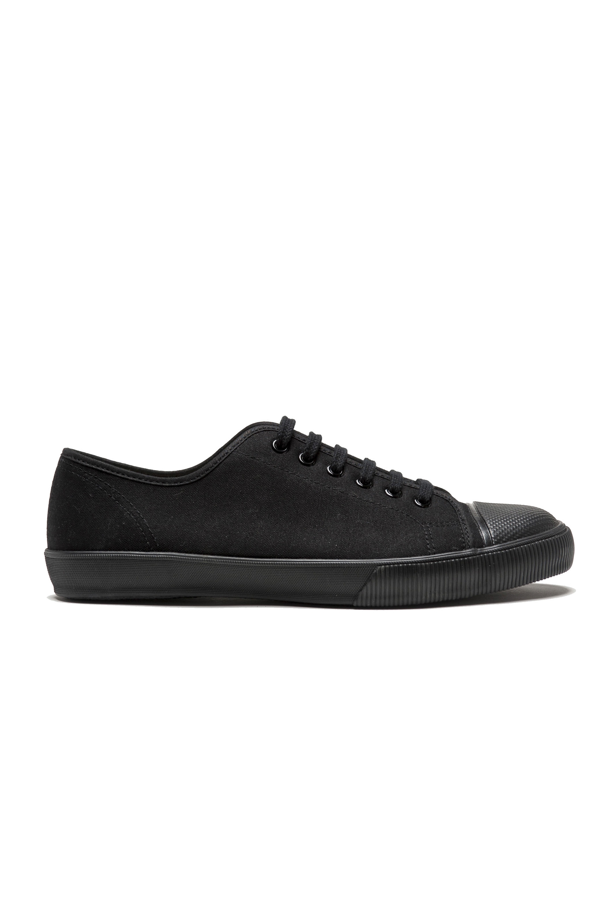 SBU 01532_2020SS Classic lace up sneakers in in black cotton canvas 01