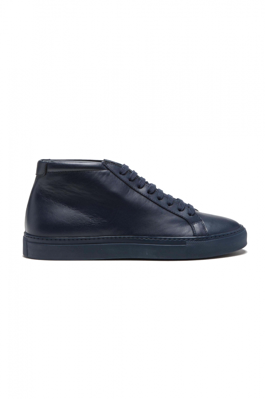 SBU 01522_2020SS Baskets à lacets en cuir de veau bleu 01
