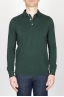 Classic Long Sleeve Stone Washed Dark Green Pique Polo Shirt