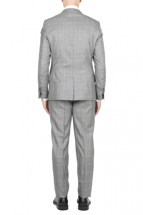 SBU 01588_2020SS Veste et pantalon de costume formel en laine fraîche gris Prince de Galles 01