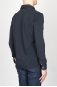 Classic Long Sleeve Stone Washed Navy Blue Pique Polo Shirt