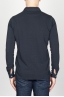 Classic Long Sleeve Stone Washed Navy Blue Pique Polo Shirt