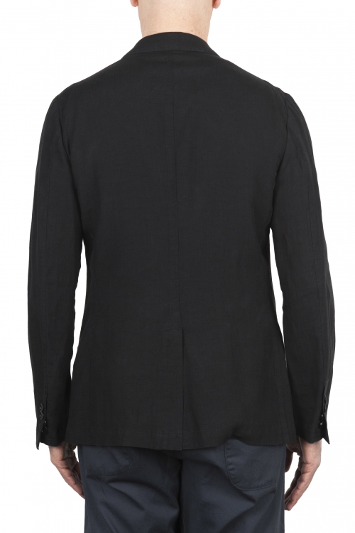 SBU 01777_2020SS Single breasted unconstructed black linen blazer 01