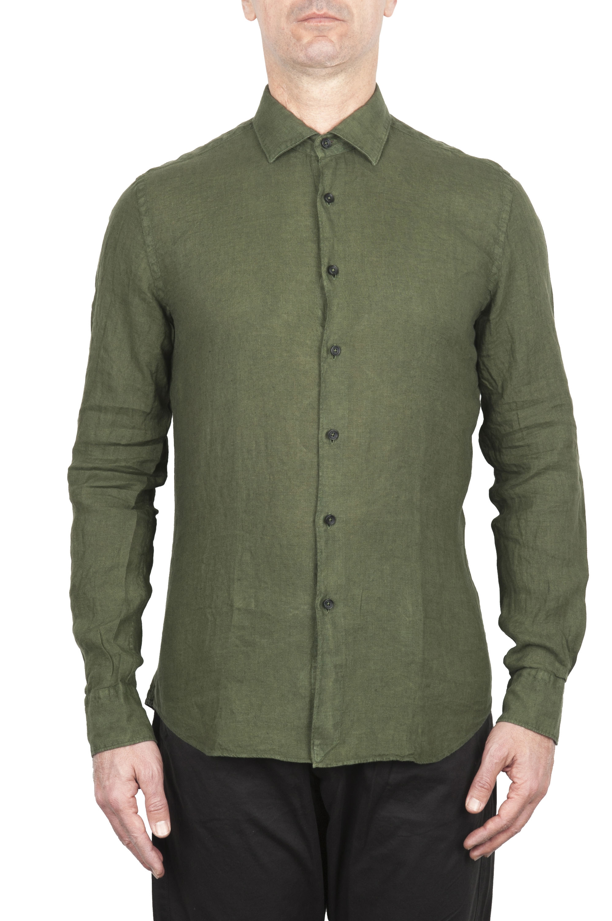 SBU 02012_2020SS Classic green linen shirt 01