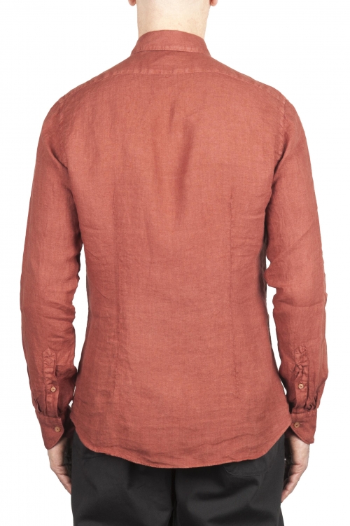 SBU 02020_2020SS Camicia classica in lino rosso mattone 01