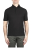 SBU 02032_2020SS Short sleeve black cotton crepe polo shirt  01