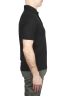 SBU 02032_2020SS Short sleeve black cotton crepe polo shirt  03