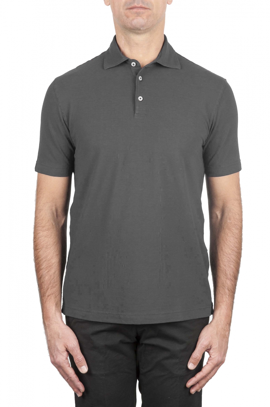 SBU 02040_2020SS Classic short sleeve grey cotton crepe polo shirt 01