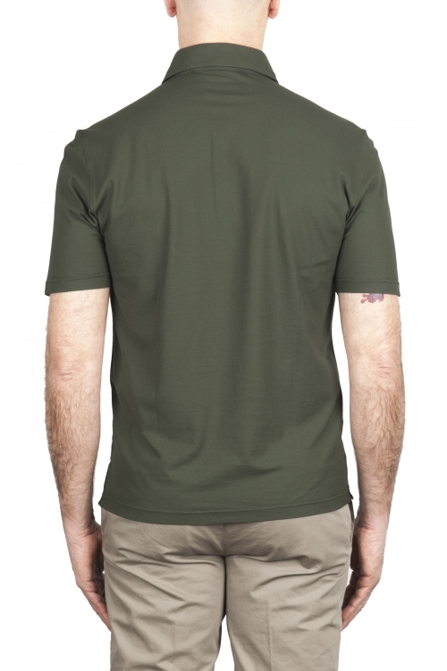 SBU 02033_2020SS Short sleeve green cotton crepe polo shirt  01