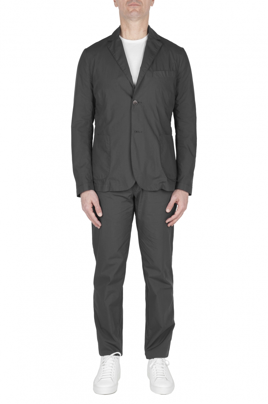 SBU 02839_2020SS Dark grey cotton sport suit blazer and trouser 01