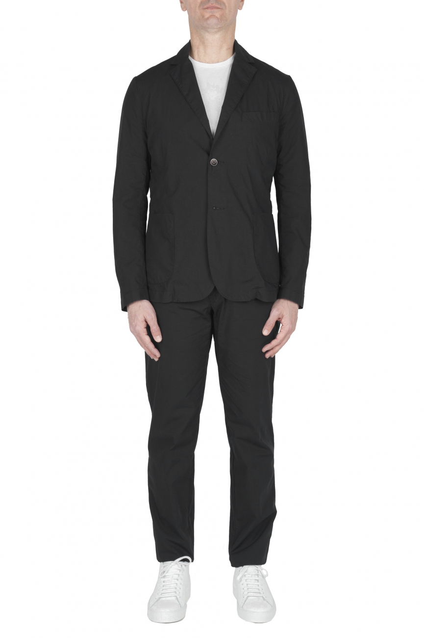 SBU 02842_2020SS Black cotton sport suit blazer and trouser 01