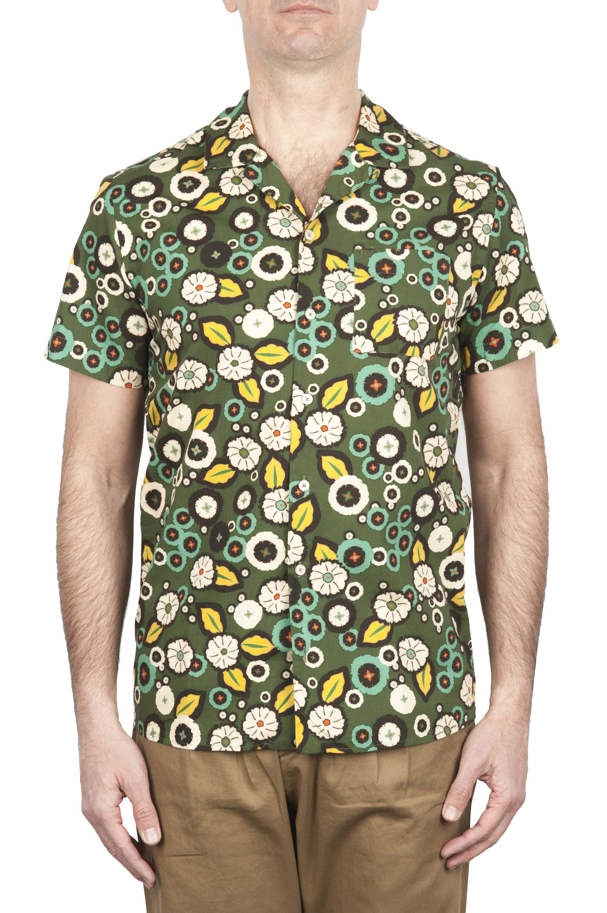 SBU 02854_2020SS Hawaiian printed pattern green cotton shirt 01